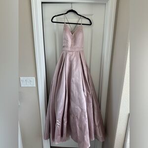 Xscape pink bow back gown